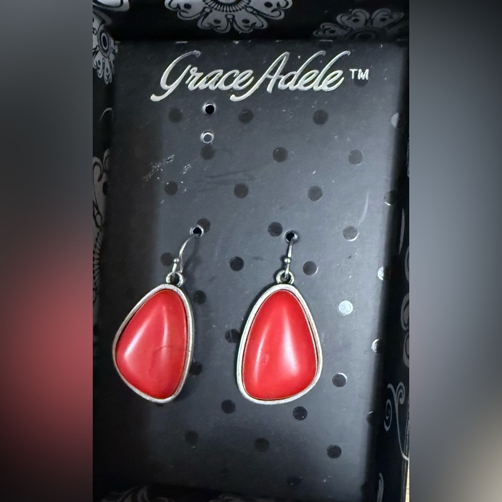 Grace Adele Red Teardrop Earrings
